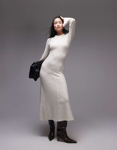 Robe longue en maille bouclée - Grège - Topshop - Modalova