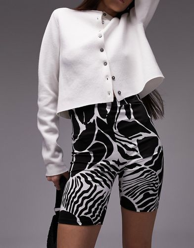 Short legging à imprimé animal abstrait - et blanc - Topshop - Modalova