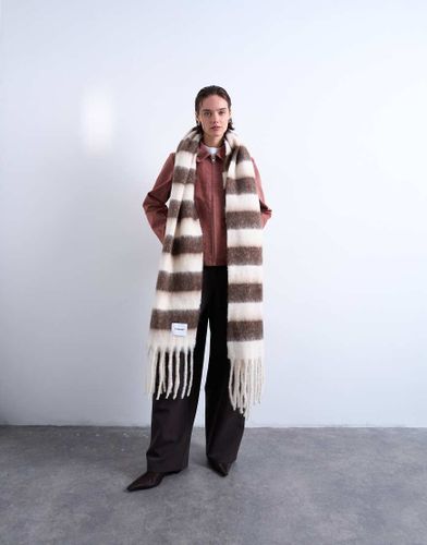 Sydney - charpe style couverture  rayures - Marron et blanc - Topshop - Modalova