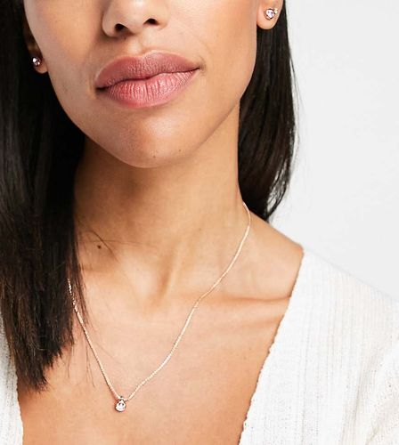 Exclusivité - Clemen - Ensemble clous d'oreilles et collier sertis de cristaux roses - Or rose - Ted Baker - Modalova
