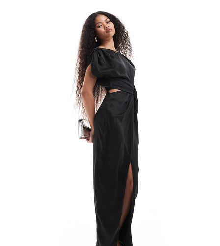 Robe longue en satin avec découpe et détail noué - Tfnc Petite - Modalova