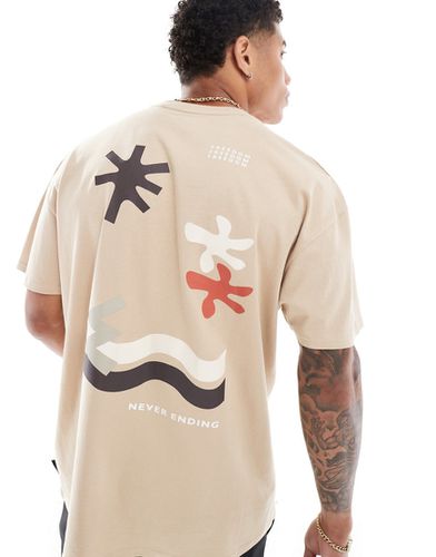 T-shirt oversize avec imprimé au dos - Taupe - Threadbare - Modalova