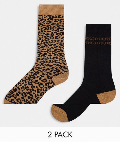 Lot de 2 paires de chaussettes de ski à imprimé léopard - Threadbare - Modalova