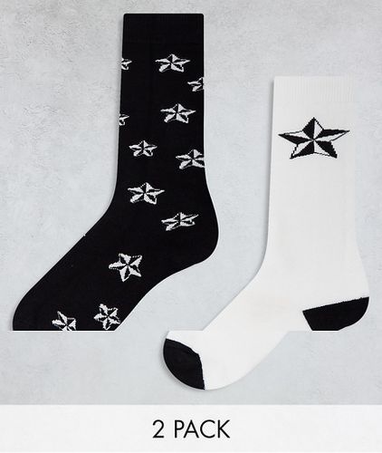 Lot de 2 paires de chaussettes de ski à motif étoiles - et blanc - Threadbare - Modalova