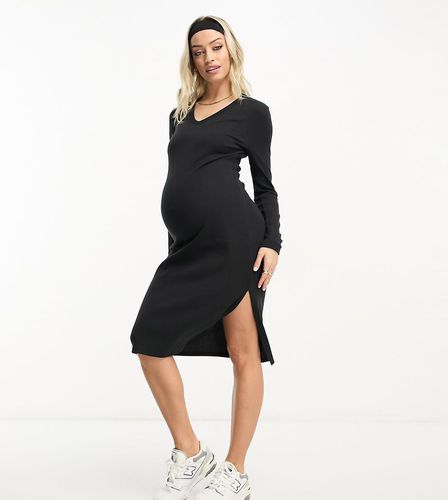 Maternity - Robe mi-longue fendue sur les côtés avec col en V - Threadbare - Modalova