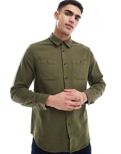 Surchemise en flanelle brosse - Kaki - Threadbare - Modalova