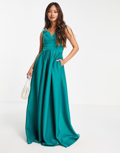 Black Label - Robe longue de bal de promo à décolleté en caur et poches - émeraude - True Violet - Modalova