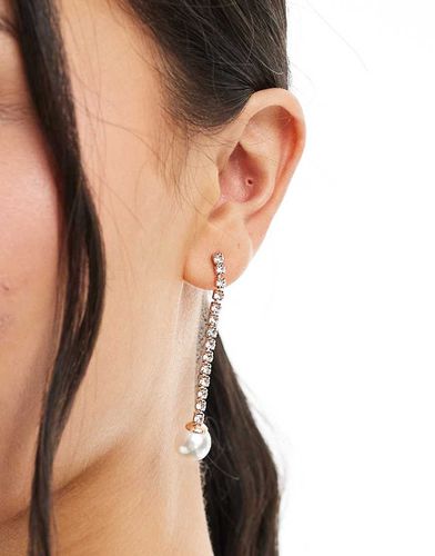 Boucles d'oreilles pendantes à strass et perle nacrée - True Decadence - Modalova