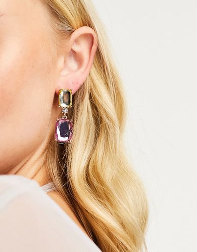 Boucles d'oreilles pendantes avec pierres - Violet et jaune - True Decadence - Modalova