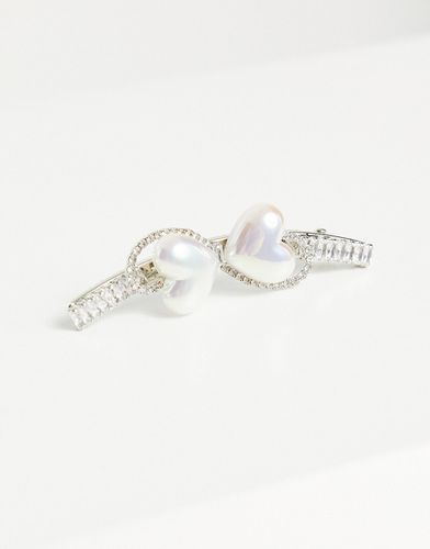 Barrette pour cheveux avec perles en forme de caurs et strass - True Decadence - Modalova