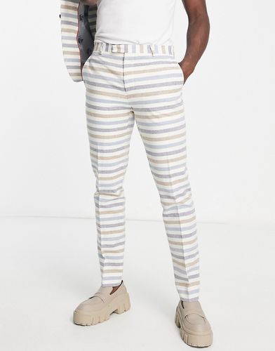 Puig - Pantalon de costume slim à rayures horizontales - Blanc - Twisted Tailor - Modalova