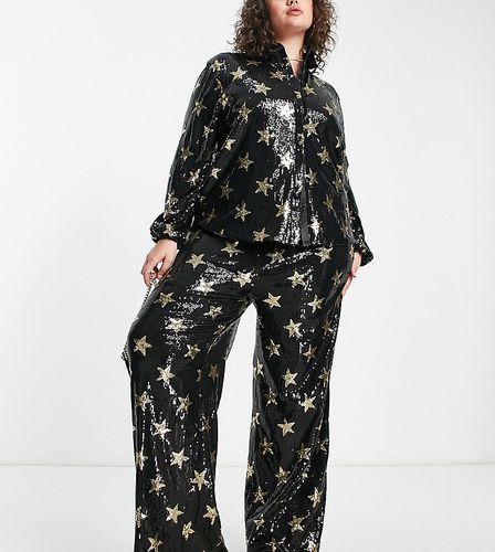 Pantalon d'ensemble large à imprimé étoiles en sequins - Twisted Wunder Plus - Modalova