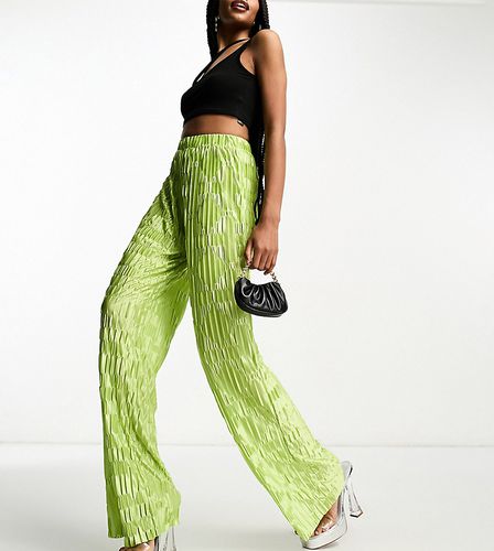 Pantalon ample d'ensemble en satin plissé - Citron vert - Urban Threads Tall - Modalova