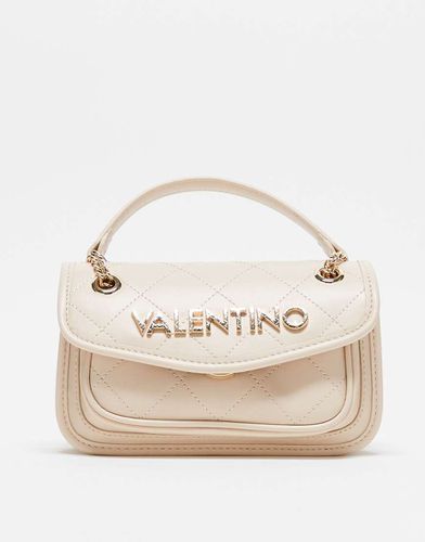 Valentino - Mansion - Sac à main matelassé avec bandoulière chaîne et rabat supérieur - Écru - Valentino Bags - Modalova