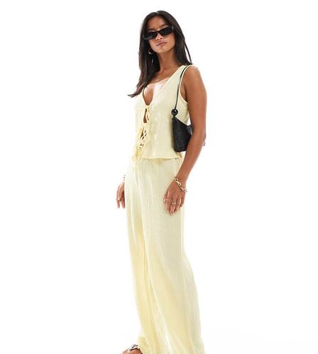 Pantalon d'ensemble en jersey textur - ple - Vero Moda Petite - Modalova