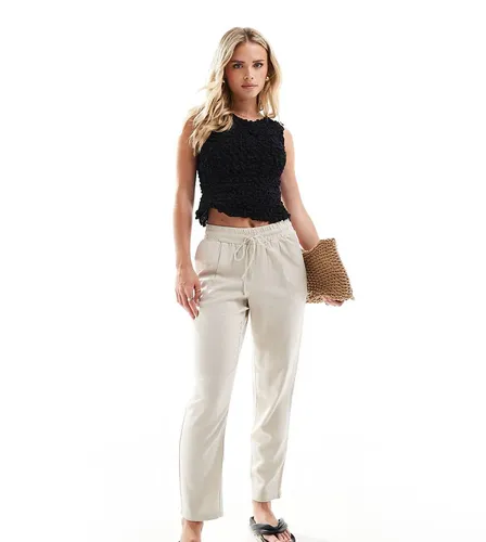 Pantalon fuselé en lin mélangé - Taupe - Vero Moda Petite - Modalova