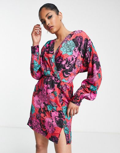 Robe courte en jacquard avec jupe boutonnée - Imprimé fleurs - Vero Moda - Modalova