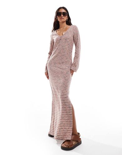 Robe longue à rayures teinte par sections en maille côtelée ultra-douce - Vero Moda - Modalova