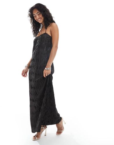 Robe longue plisse et texture  bretelles - Chocolat - Vero Moda - Modalova
