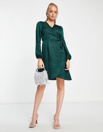 Robe portefeuille mi-longue en satin - forêt - Vero Moda - Modalova