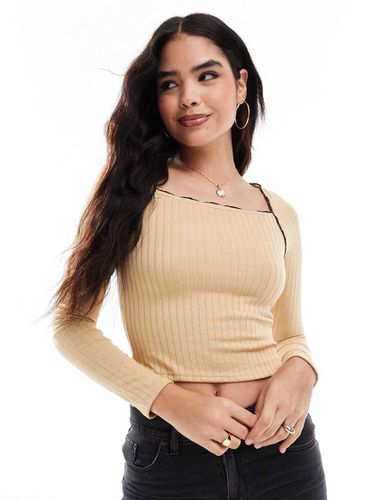 Top à encolure carrée en jersey avec bords ondulés - Beige - Vero Moda - Modalova