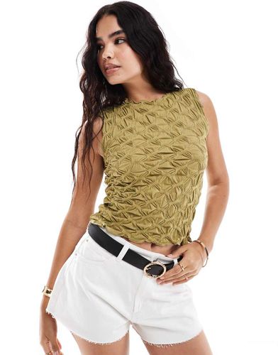 Top sans manches en jersey effet froissé - Olive - Vero Moda - Modalova