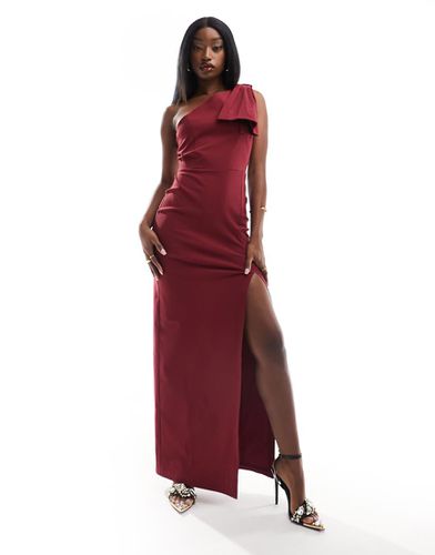 Robe longue asymétrique avec naud - foncé - Vesper - Modalova