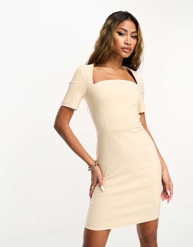 Robe moulante courte à encolure carrée - Taupe - Vesper - Modalova