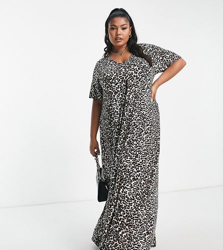 Robe longue à plis avec imprimé léopard - Yours - Modalova