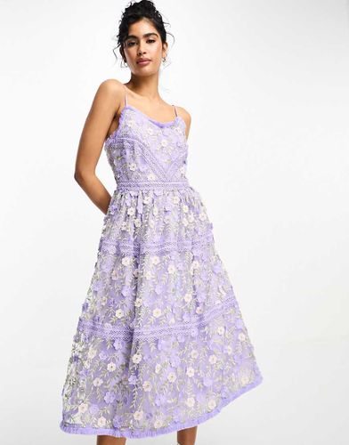 Y.A.S - Robe mi-longue en dentelle avec broderies en relief - Lilas - Yas - Modalova