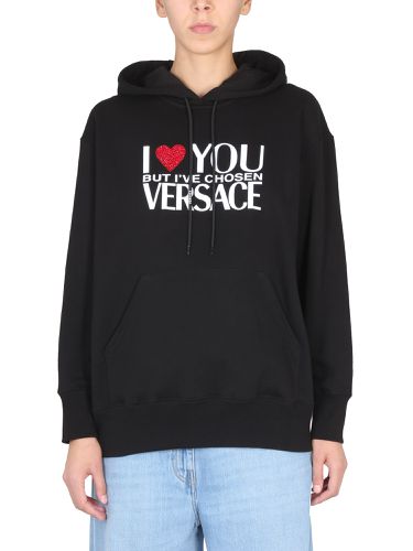 Sweatshirt with i love you logo - versace - Modalova