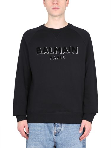 Flocked and metallic logo sweatshirt - balmain - Modalova