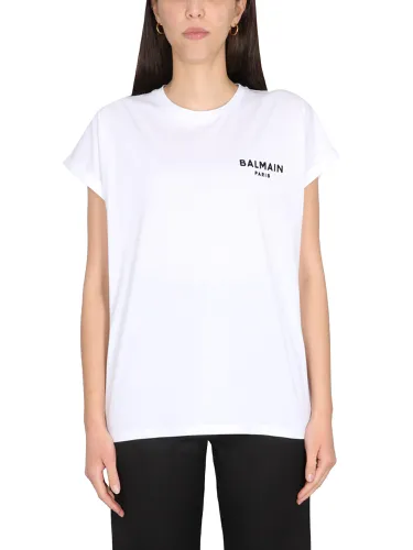 Balmain flocked logo t-shirt - balmain - Modalova