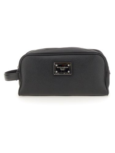 Necessaire with logo plaque - dolce & gabbana - Modalova