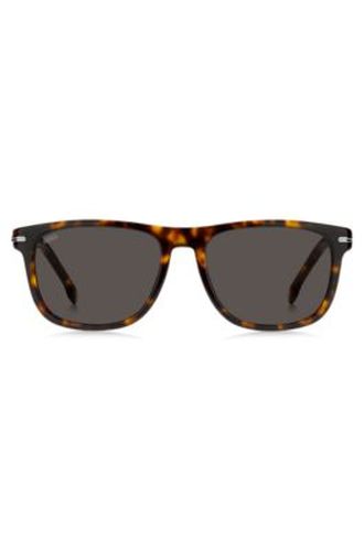 Lunettes de soleil en acétate Havana avec garnitures en métal argenté - Boss - Modalova
