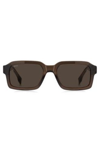 Lunettes de soleil en acétate avec incrustation du logo argentée - Boss - Modalova
