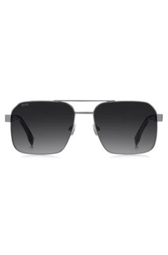 Lunettes de soleil en acier à double pont et branches transparentes - Boss - Modalova