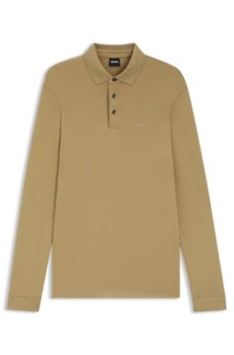 Polo à manches longues en coton interlock avec logo - Boss - Modalova