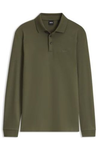 Polo à manches longues en coton interlock avec logo - Boss - Modalova