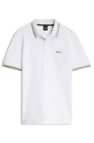 Polo en piqué de coton avec détails de logo - Boss - Modalova