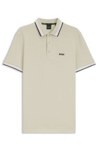 Polo en piqué de coton avec détails de logo - Boss - Modalova