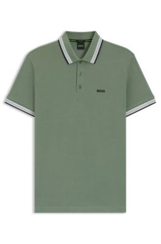 Polo en piqué de coton avec détails de logo - Boss - Modalova
