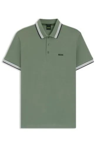 Polo en piqué de coton avec détails de logo - Boss - Modalova