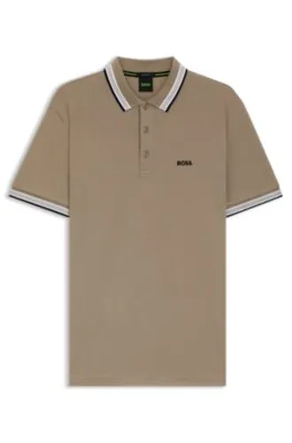 Polo en piqué de coton avec détails de logo - Boss - Modalova