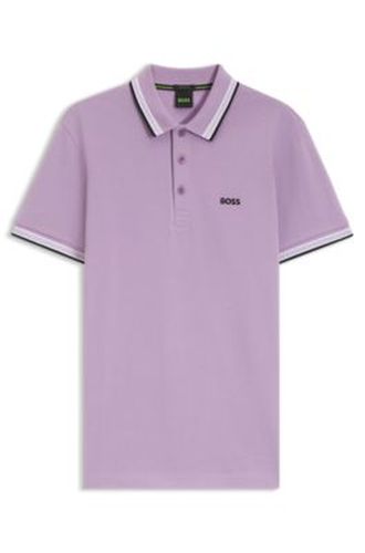 Polo en piqué de coton avec détails de logo - Boss - Modalova