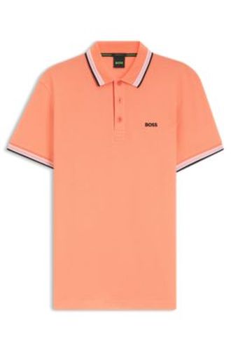Polo en piqué de coton avec détails de logo - Boss - Modalova