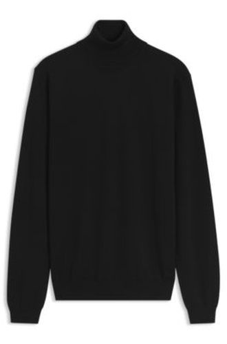 Pull à col cheminée en laine mérinos avec logo brodé - HUGO - Modalova