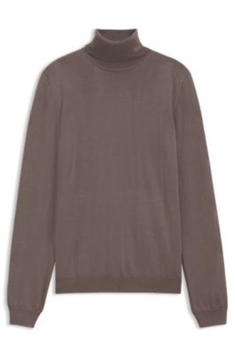 Pull à col cheminée en laine mérinos avec logo brodé - HUGO - Modalova