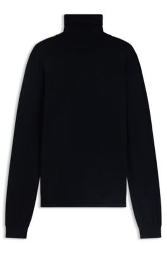Pull à col cheminée en laine mérinos avec logo brodé - HUGO - Modalova