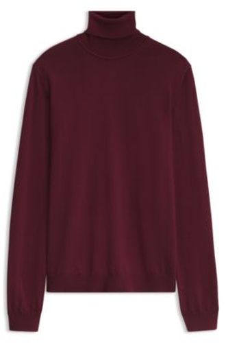 Pull à col cheminée en laine mérinos avec logo brodé - HUGO - Modalova